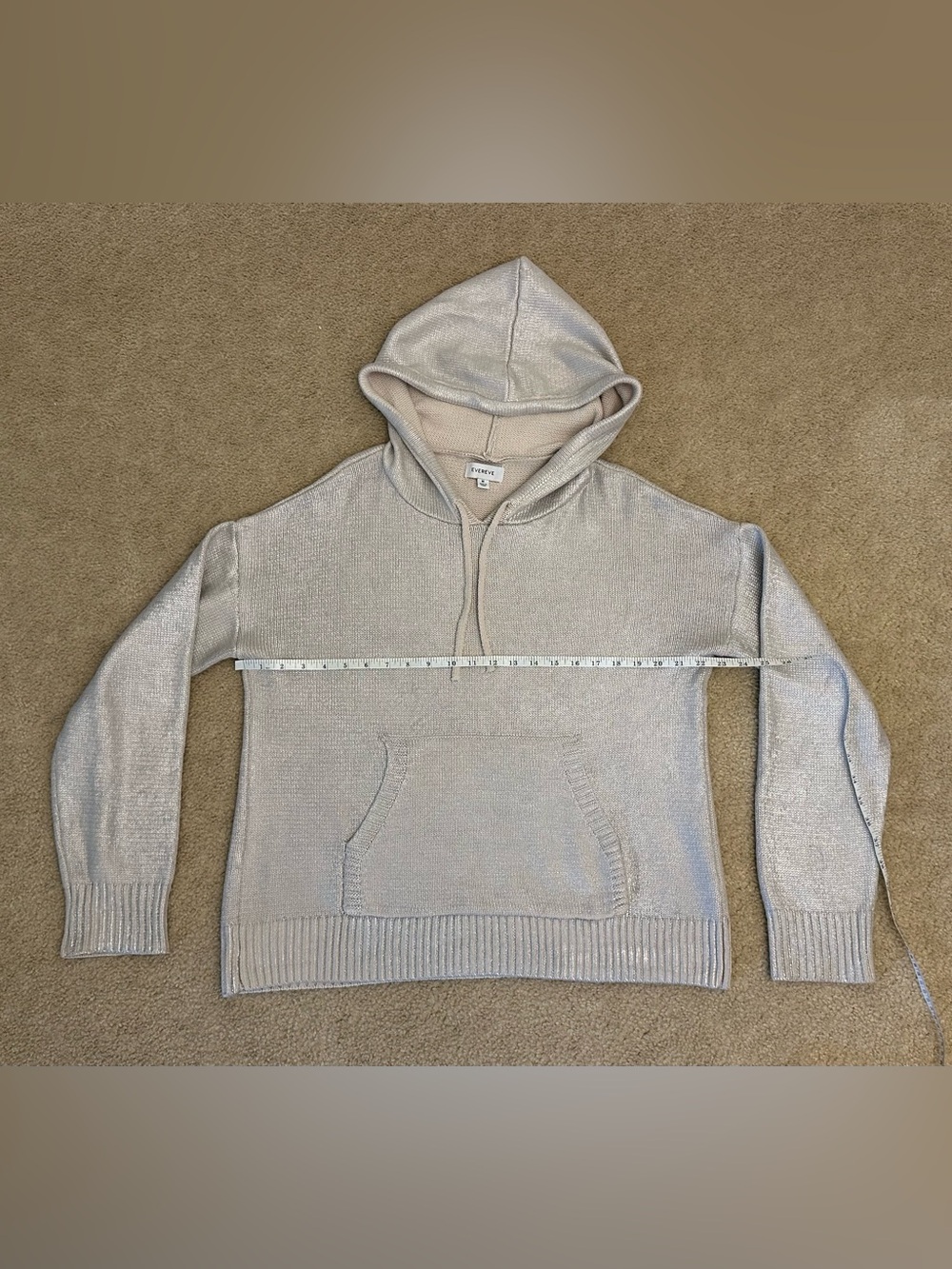Evereve Women’s Hoodie M Medium Cream Beige Shine NWOT